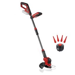 Trimmer de tuns gazon/iarba pe acumulator Einhell GE-CT 18/25-1 Li-Solo Power X-Change, 18 V, latime de taiere 25 cm, cap motor rotativ si inclinabil, include 20 lame plastic, 1 bobina cu fir, fara incarcator si acumulator in setul de livrare