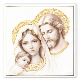 Icoana Sfanta Familie 12x12 cm cu Foita de Aur
