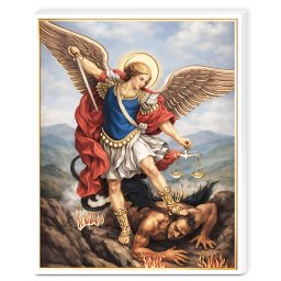 Icoana Sfantul Mihail 11.5x17.5 cm cu Foita de Aur