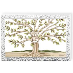 Tablou Pomul Vietii si Sfanta Familie 13.5x9 cm Foita de Argint