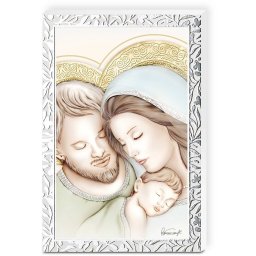 Icoana Sfanta Familie 11.5x17.5 cm cu Foita de Argint
