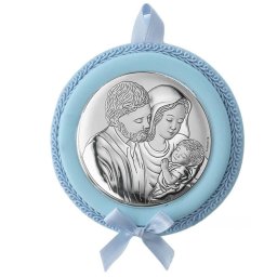Medalion Patut Sfanta Familie 8 cm Bleu