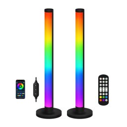 Set 2 Lampi LED RGB Ambientale, Control prin Telecomanda si Aplicatie, Gaming pentru Camera si Birou, Negru