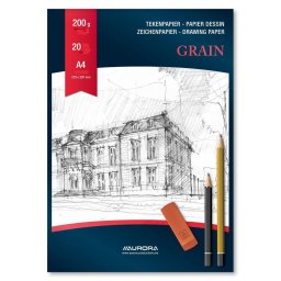 Bloc desen A4, 20 file 200g/mp, AURORA Grain