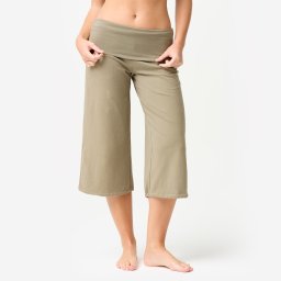 Pantalon 3/4 de yoga bumbac talie înaltă, verde, damă