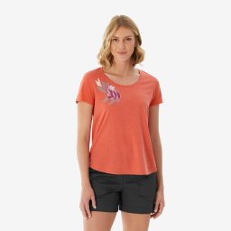 Tricou drumeție NH500 portocaliu damă