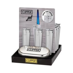 Clipper Bricheta antivant metalica Jet Flame Silver + cutie