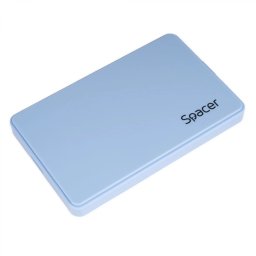 RACK extern SPACER, pt HDD/SSD, 2.5 inch, S-ATA, interfata PC USB 3.0, Husa piele sintetitca, plastic, Bleu, SPR-25612BL (timbru verde 0.8 lei)