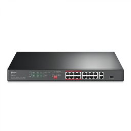 SWITCH TP-LINK 16 porturi, 16× PoE+ 10/100 Mbps RJ45, 2× Gigabit RJ45,1 x combo Gigabit SFP slot, carcasa metal TL-SL1218P (timbru verde 2 lei)