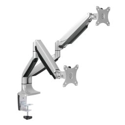 SUPORT de birou LOGILINK, pt 2 TV/monitor plat, curbat, diag. max 32 inch, rotatie, inclinare, pivotare, orizontala, verticala, totala, max 9 Kg x 2, BP0043