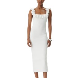 MICHAEL KORS Rochie Sq Nk Ruffle Midi MS683CG33D 100 white