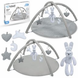 Covoras de joaca fata-verso kidwell grace bunny cu arcada interactiva, 5 jucarii si cutie muzicala in forma de iepuras