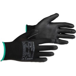 Manusi de gradinarit Brotula Black 08/M, nylon cu strat PU (set 12 perechi)