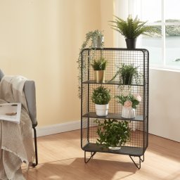 Raft metalic Volda cu 3 polite pentru plante si decor, 90x50x19 cm