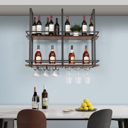 Raft suspendat pentru vinuri Hubro 100x30x84,5 cm negru nuc