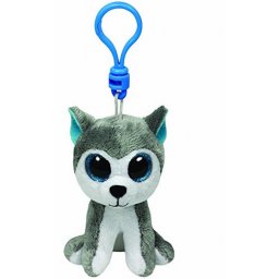 Breloc din plus Ty Slush, catelus multicolor, 8.5 cm