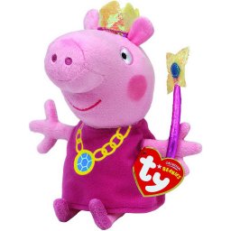 Jucarie de plus Ty Peppa Pig Printesa, 15 cm, multicolor