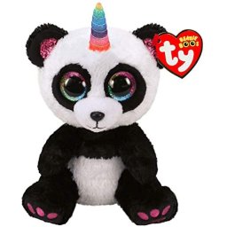 Jucarie de plus TY Boos Paris panda unicorn, 15 cm, multicolor