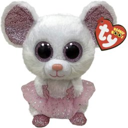 Jucarie de plus TY Soricel Balerina alb, 15 cm, moale si adorabila
