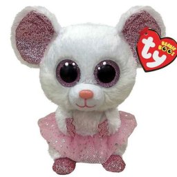 Jucarie de plus TY soricel balerina alba, 24 cm, moale si pufoasa