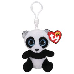 Breloc din plus Ty Panda 8,5 cm, moale, pentru chei si ghiozdan