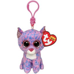 Breloc din plus TY Cassidy, pisica lavanda, 8,5 cm, Beanie Boos