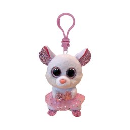 Breloc din plus Ty Nina, soricel balerina alba, 8,5 cm