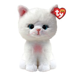 Pisica de plus TY Beanie Boos Amelia alba, 15 cm