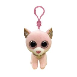 Breloc plus TY Beanie Boos Fiona, pisica roz, 8,5 cm