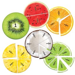 Set fractii magnetice cu fructe, 24 piese, joc educativ matematic