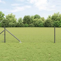 Set 26 stalpi metalici pentru gard, gri, 3,2 x 3,2 x 125 cm