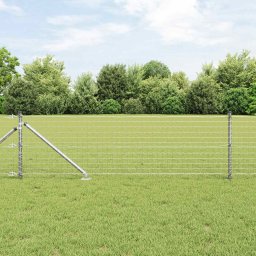 Set 26 stalpi pentru gard din otel galvanizat gri, 3,2 x 3,2 x 125 cm