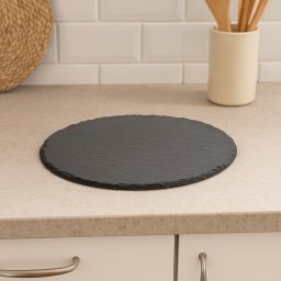 Platou de servire rotund din ardezie Atmosphera, 28 cm, negru