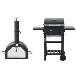 Cuptor de pizza si gratar 3-în-1 de exterior, negru GartenMobel Dekor