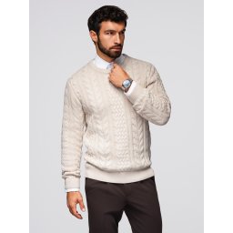 Ombre Elegant men's sweater with interesting weave - ecru