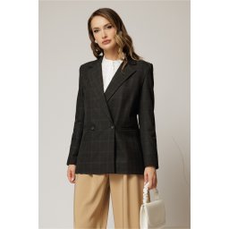 Sacou negru casual office in carouri