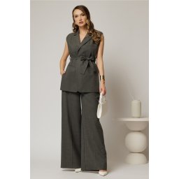 Pantaloni dama office casual gri deschis evazati
