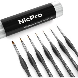 Set 7 pensule Nicpro cu varf rotund pentru detalii fine