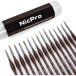 Set 15 pensule Nicpro cu varf rotund pentru detalii fine