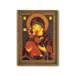Set broderie cu margele cusute, Icoana Maica Sfanta, 18x25 cm
