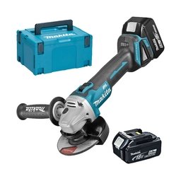 Makita - DGA506RTJ - Polizor unghiular cu 2 acumulatori, Li-Ion, 18 V, 5 Ah, 125 mm, valiza speciala
