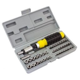 Trusa 41 Piese Surubelnita cu clichet si maner ergonomic 14 tubulare 8 biti 24 biti de precizie 2 adaptoare