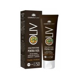 Oliv-crema protectoare pentru fata spf 50 cu ulei de masline,extract de ceai verde,vit.e,pantenol 50ml COSMETIC PLANT