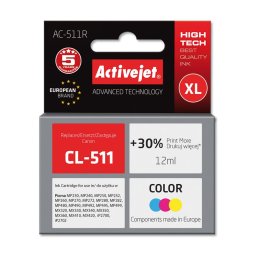 Activejet AC-511R ink for Canon printer; Canon CL-511 replacement; Premium; 12 ml; color