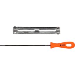 Ghidaj cu pila pentru ascutirea lantului YT-85030, Otel, 250 x 4 mm, Portocaliu/Argintiu