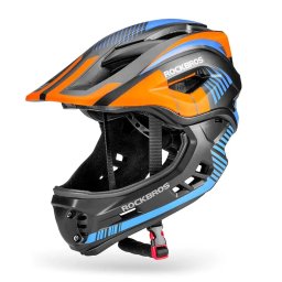 Children's bicycle helmet with detachable visor Rockbros TT-32SOBL-M size M - black and orange