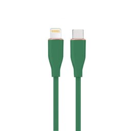 CABLU alimentare si date GEMBIRD, pt. smartphone, USB 2.0 Type-C (T) la Lightning (T), 20W, 1.5m, protectie silicon, verde, "CC-USB2S-CM8PM-1.5M-G" (timbru verde 0.08 lei)