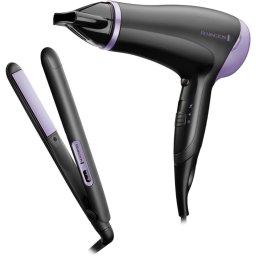 Uscator de par + Placa de indreptat parul D3016GP, 2000 W, 3 setari de caldura, Placi din ceramica, Incalzire rapida, Negru