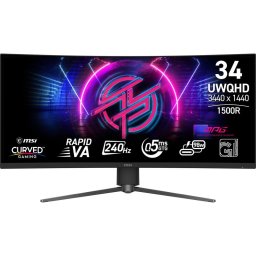 Monitor LED MSI MPG 346CQRF X24 computer monitor 86.4 cm (34") 3440 x 1440 pixels UltraWide Quad HD Black