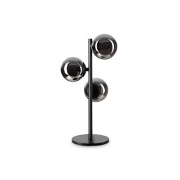 Veioza Perlage 292465, D:24 cm H:43 cm, 3x4W G9 LED, metal negru, sticlă fumurie